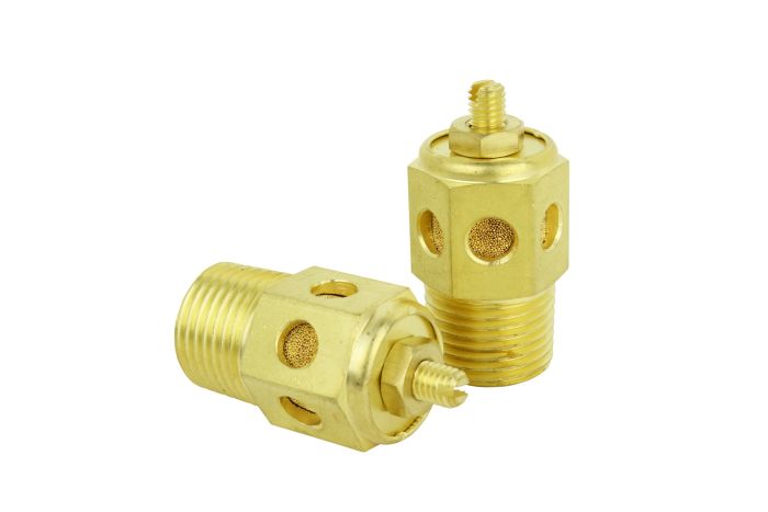 Speed Control Exhaust Muffler, 1/2” MNPT - 40 Micron Sintered Bronze Silencer/Diffuse Air & Noise Reducer