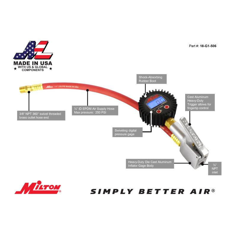 Digital Compact Dunnage Bag Inflator 3/8 Swivel MNPT Outlet 15