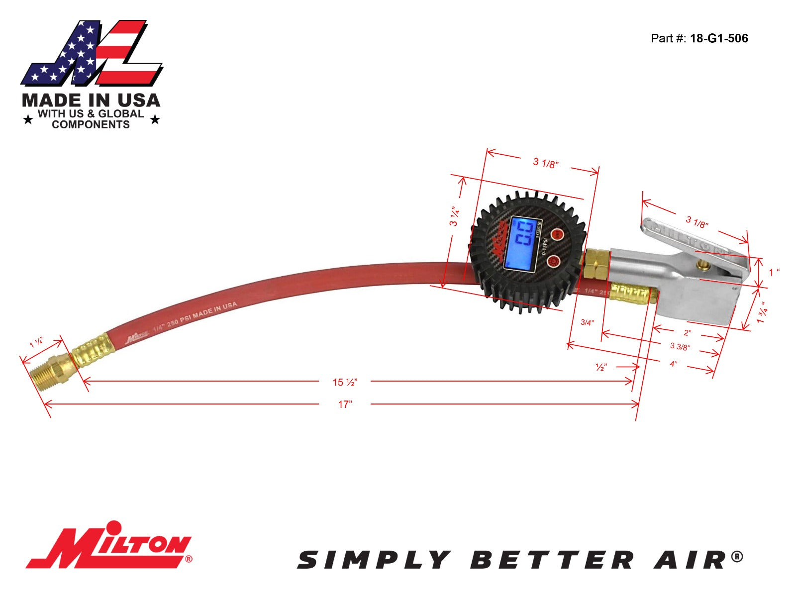 Digital Compact Dunnage Bag Inflator 3/8 Swivel MNPT Outlet 15