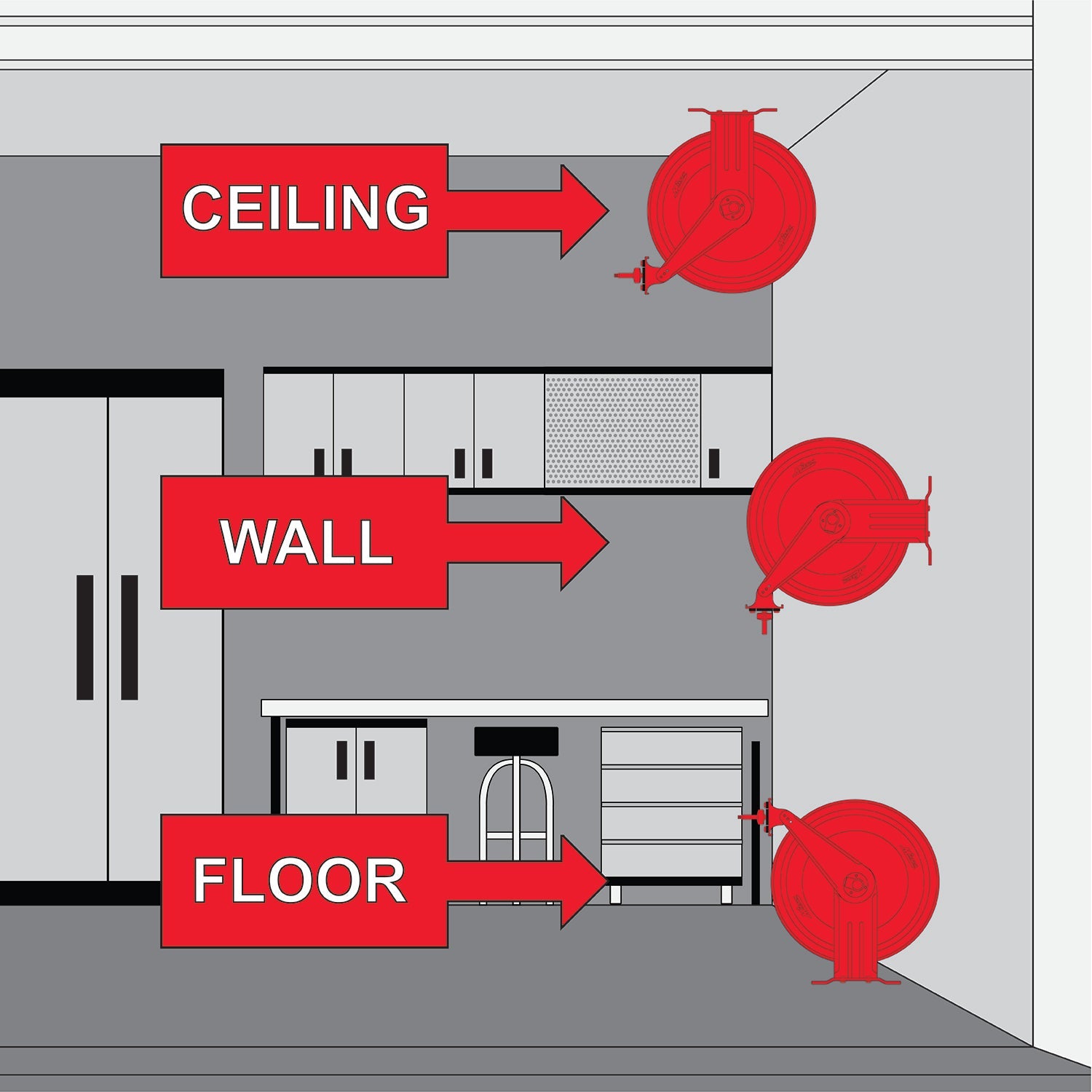 Steel Dual Arm Auto-Retractable Hose Reel, 3/8