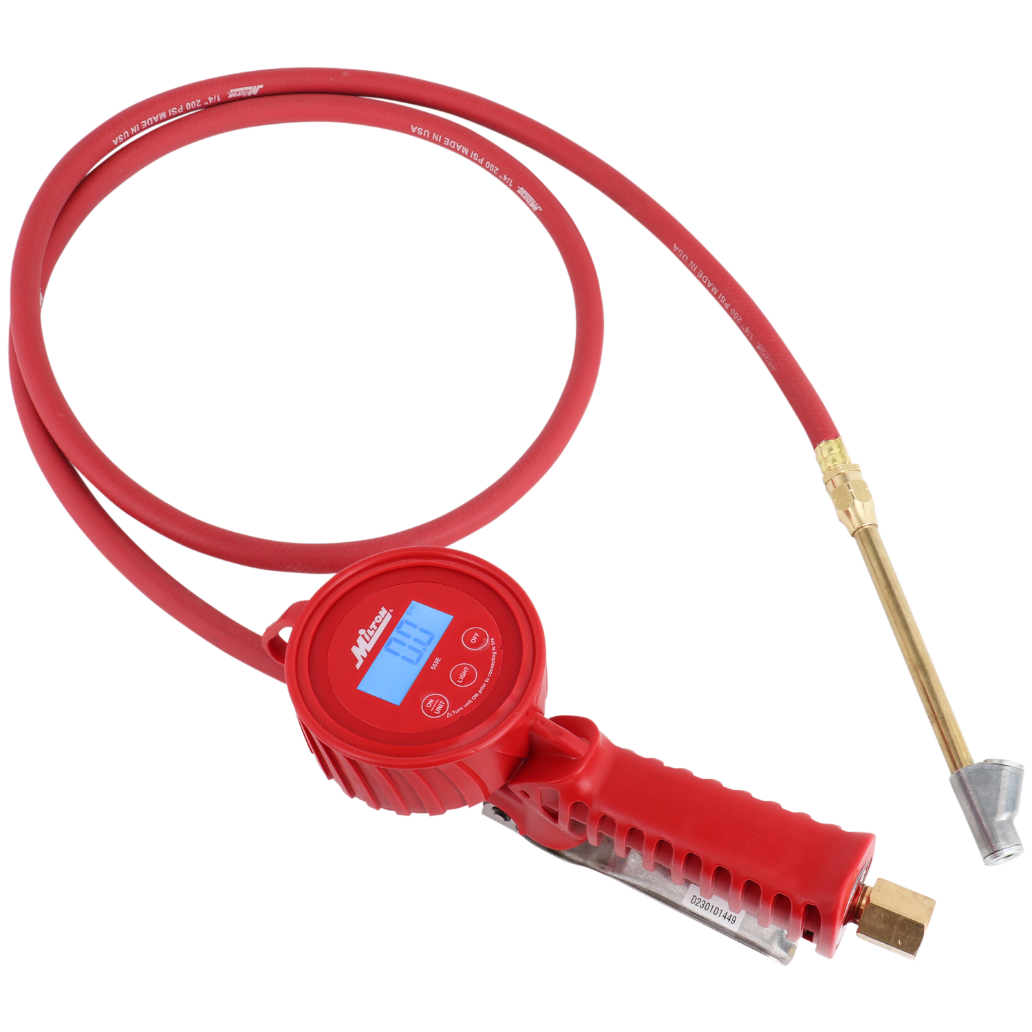 555e-HD Digital Tire Inflator Gauge, 5' Extended Reach, measures from 5 to 150 PSI, ± 1 PSI Accuracy