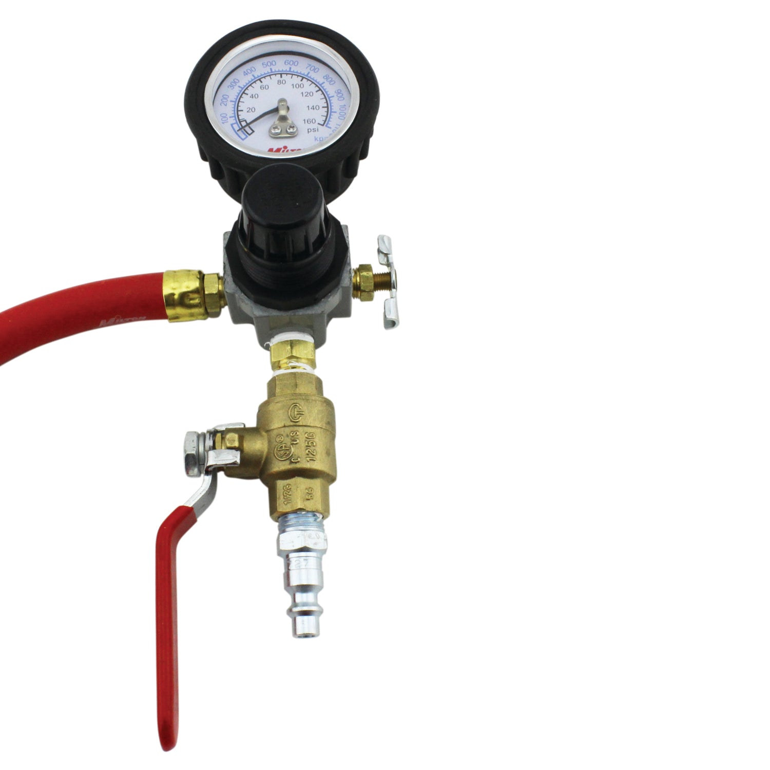 HD Truck Inflator Gauge, 7 ft. Rubber Air Hose, Easy On Grip, 10 - 160 PSI