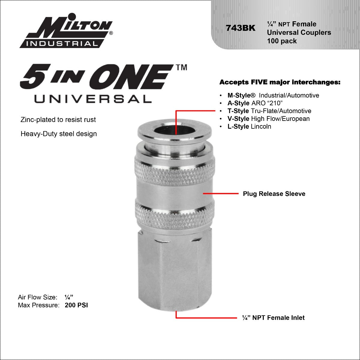 5 In ONE® Universal Quick-Connect Coupler, 1/4