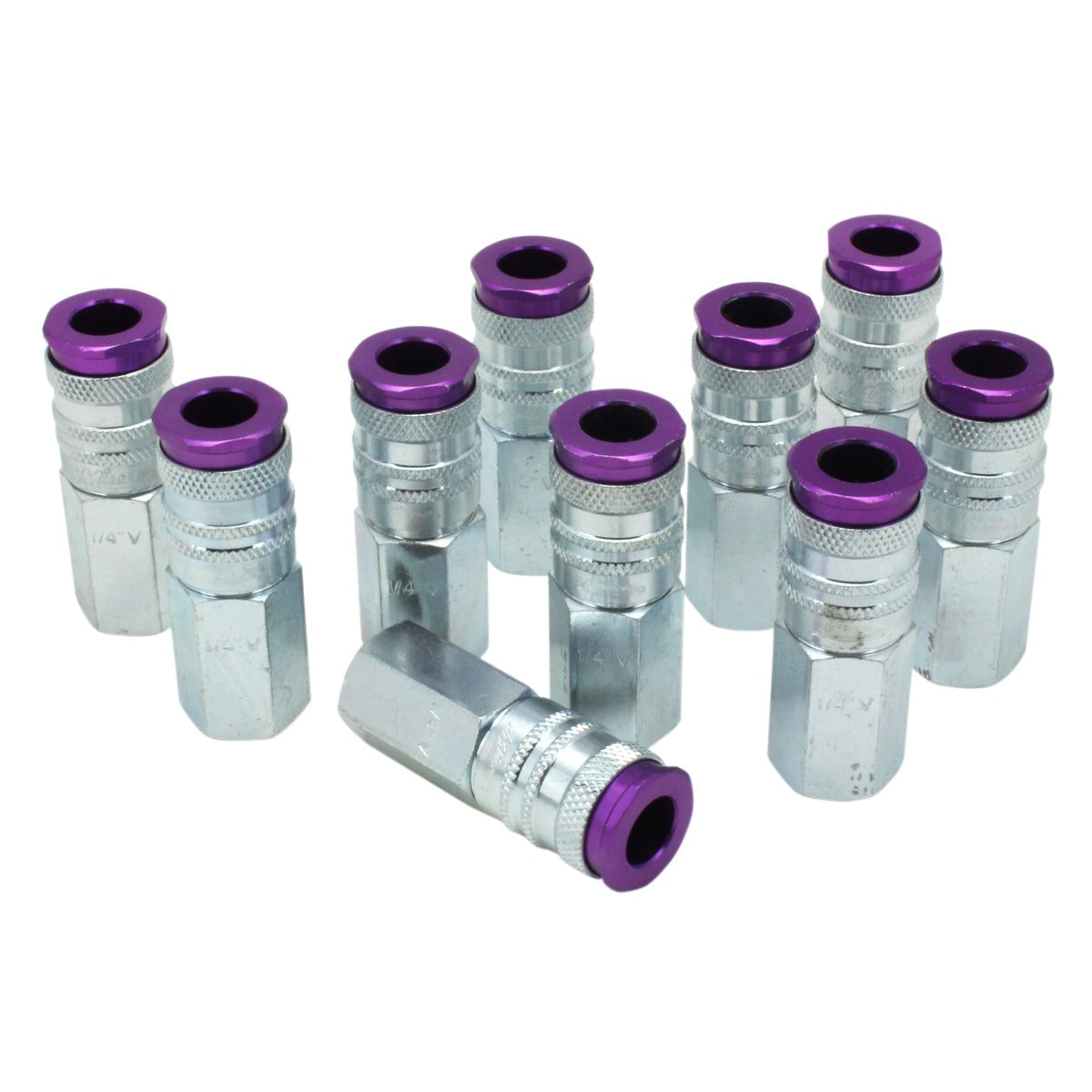 COLORFIT® HIGHFLOWPRO® Couplers (V-Style, Purple) - 1/4
