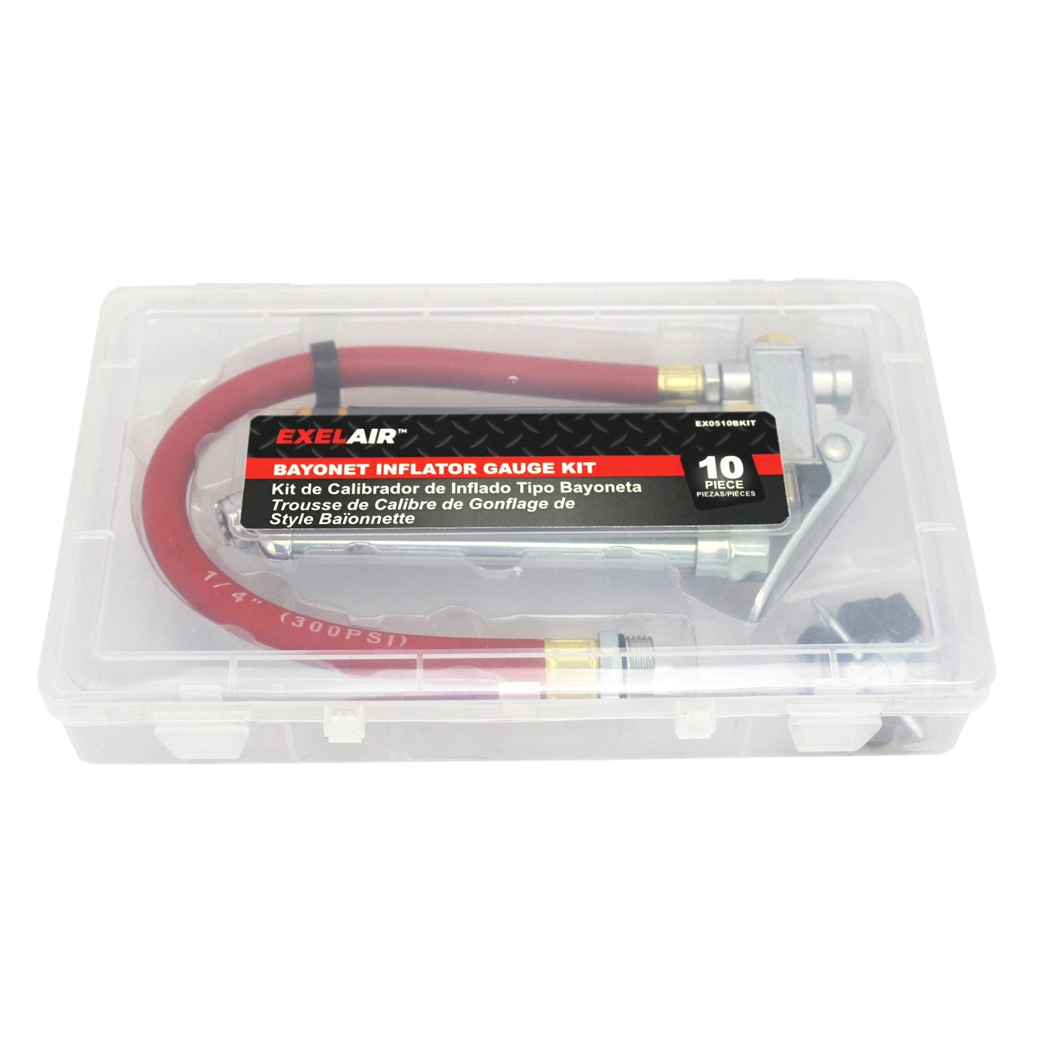 EXELAIR® Analog Bayonet Tire Inflator Gauge Kit - 13