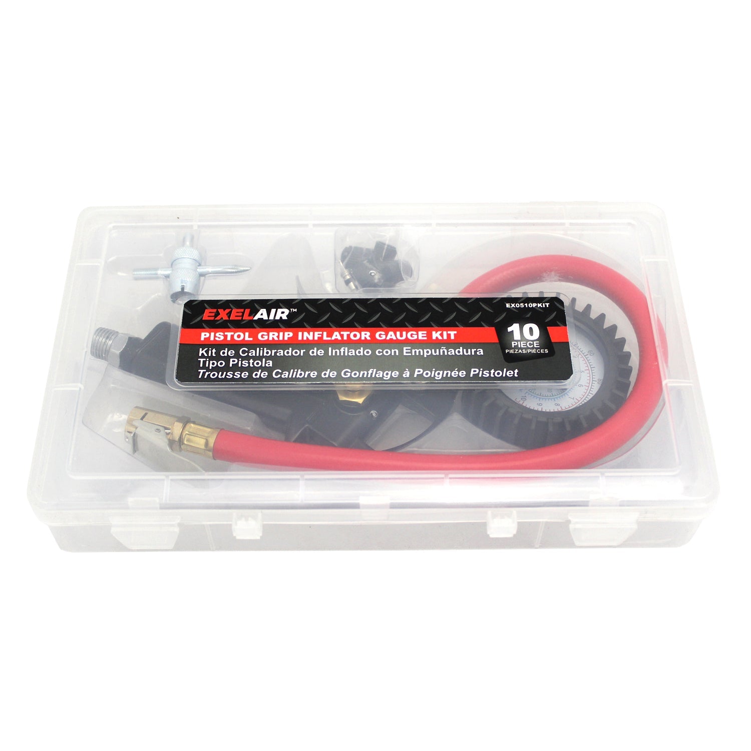 EXELAIR® EX0510PKIT Analog Pistol Grip Tire Inflator/Deflator Gauge Kit w/ 13