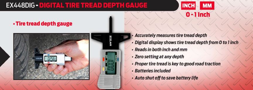 EXELAIR® Digital Tire Tread Depth Gauge (0 to 1