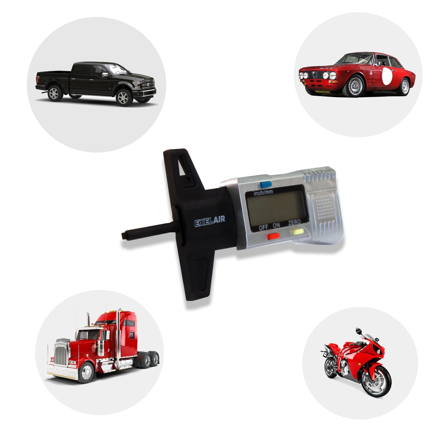 EXELAIR® Digital Tire Tread Depth Gauge (0 to 1