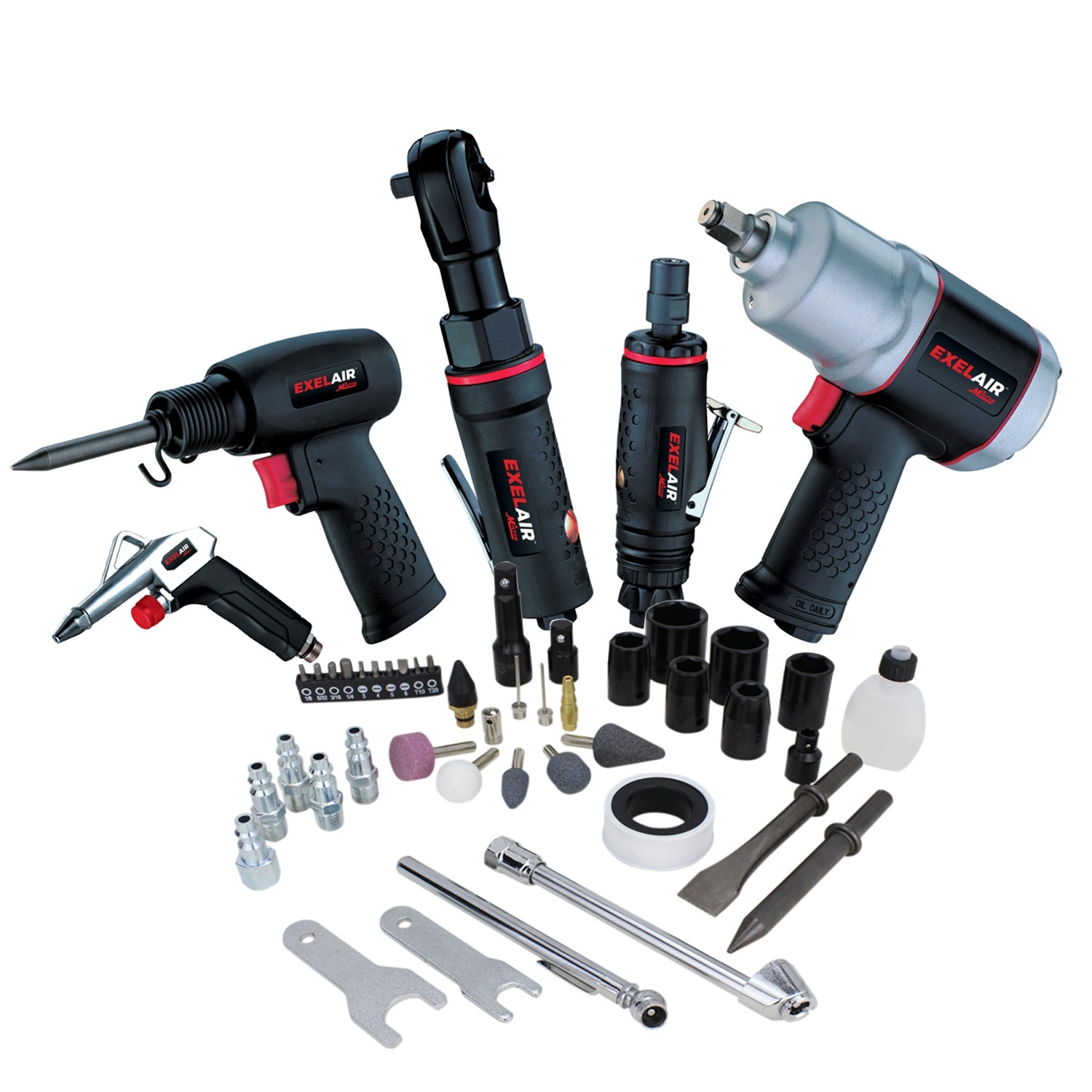 EXELAIR® 50-Pc. COMPOSITE Professional High Torque Automotive Air Tools & Accessory Kit