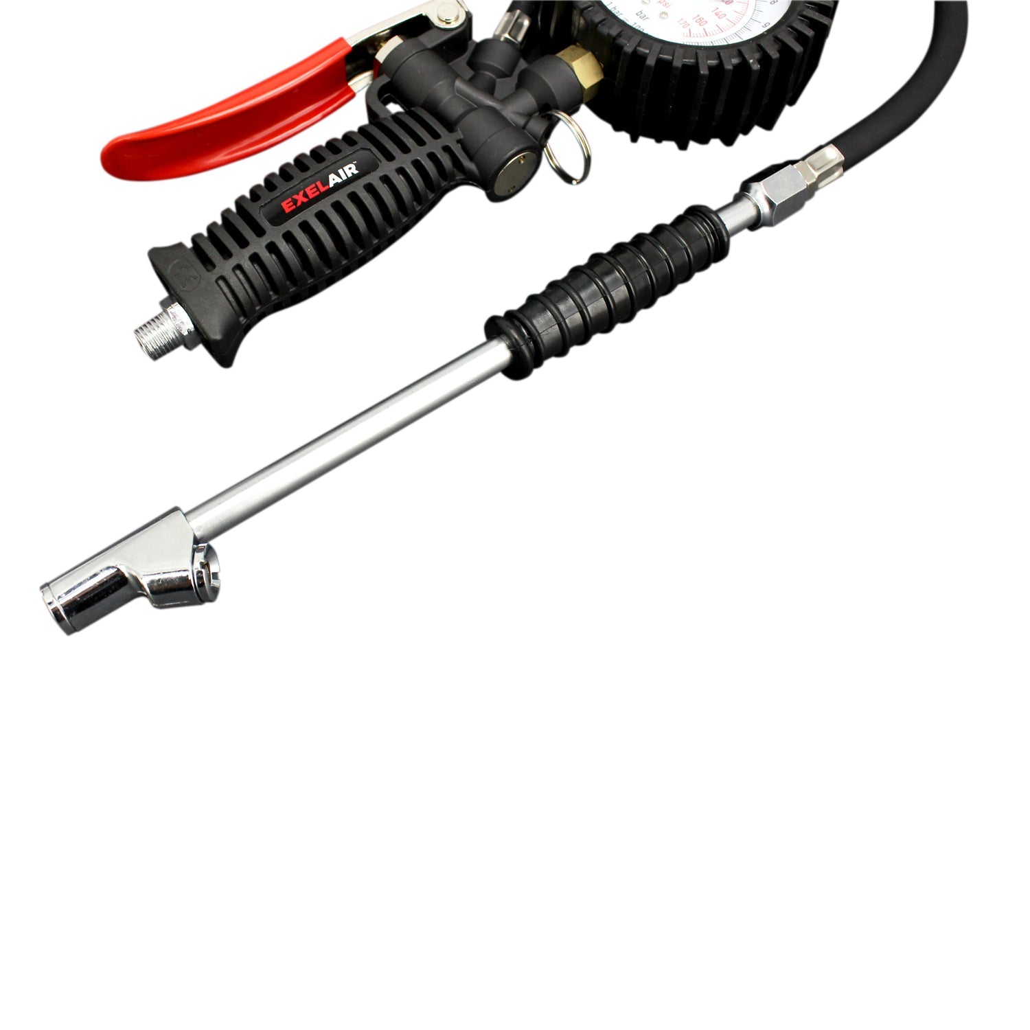 EXELAIR® 3-in-1 Pro Analog Pistol Grip Tire Inflator/Deflator Gauge Kit, 16
