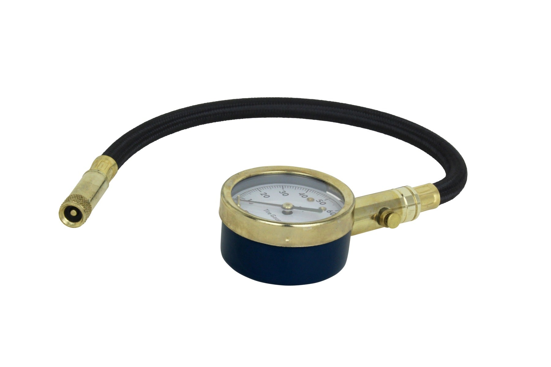 ACCU-GAGE® by Milton® Dial Tire Pressure Gauge with Straight Air Chuck and 11 in. Braided Hose - ANSI Certified for Motorcycle/Car/Truck Tires (0-100 PSI)