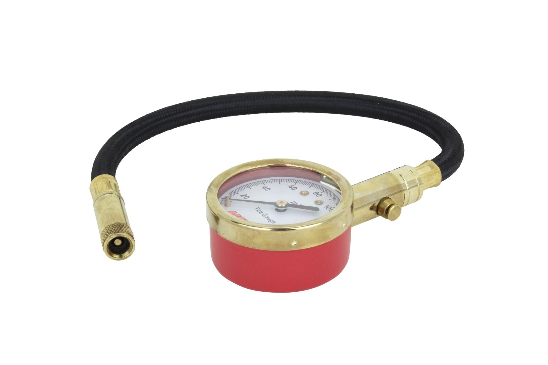 ACCU-GAGE® by Milton® Dial Tire Pressure Gauge with Straight Air Chuck and 11 in. Braided Hose - ANSI Certified for Motorcycle/Car/Truck Tires (0-160 PSI)