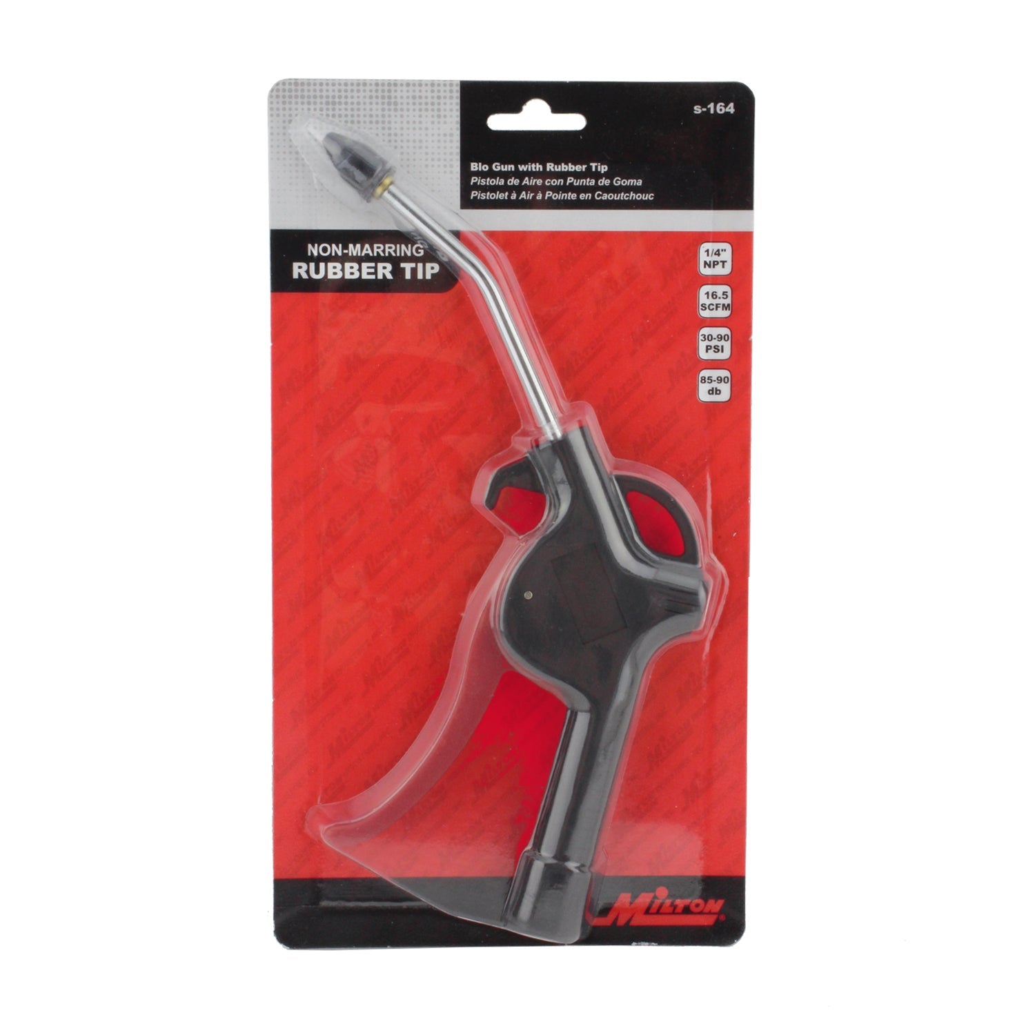 Lightweight Pistol Grip Blow Gun w/ Fixed Rubber Tip, 1/4