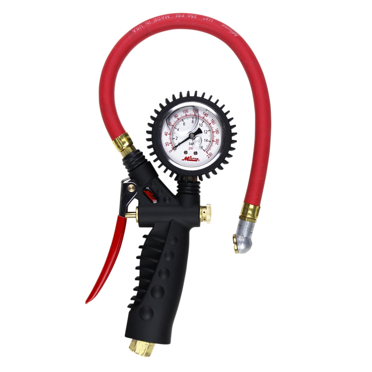Pro Analog Tire Inflator/Pressure Pistol Grip Gauge, Ball Foot Chuck, 15