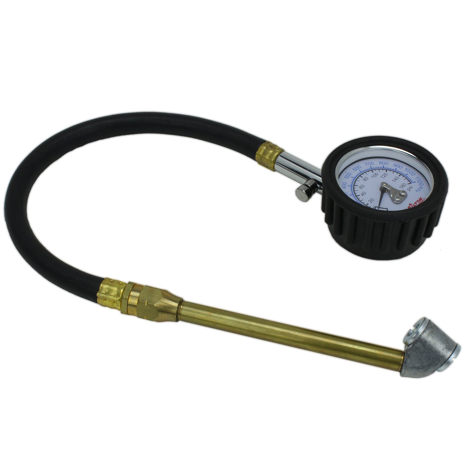 High Pressure Dial Tire Pressure Gauge - Dual Head Air Chuck, 12