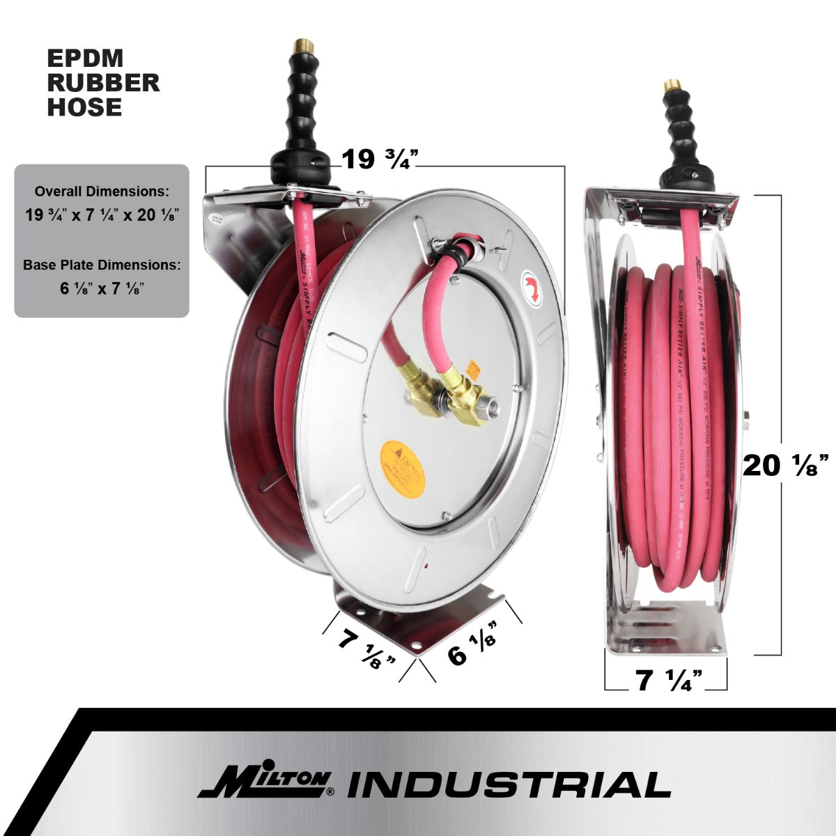 Industrial Stainless Steel Hose Reel Retractable, 1/2