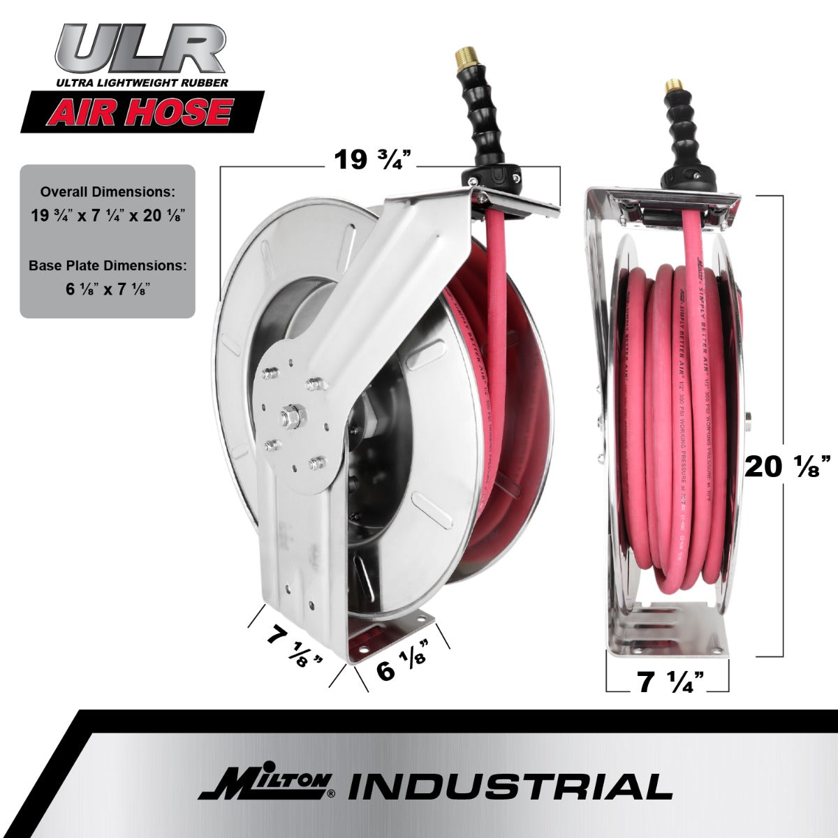 Industrial Stainless Steel Hose Reel Retractable, 3/8