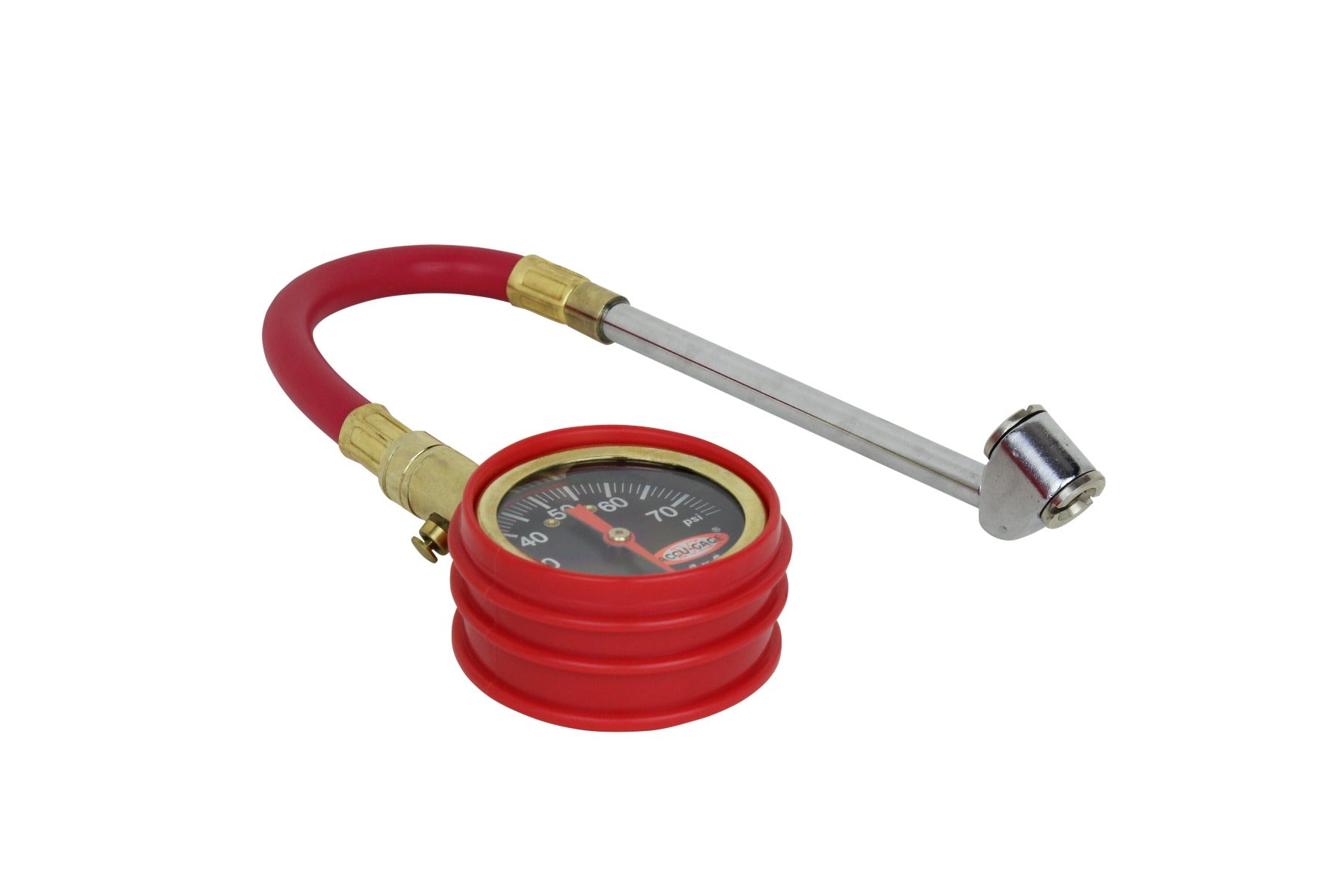 ACCU-GAGE® by Milton® Dial Tire Pressure Gauge with Dual Foot Air Chuck and 11 in. Rubber Hose - ANSI Certified for Motorcycle/Car/Truck Tires (0-75 PSI)